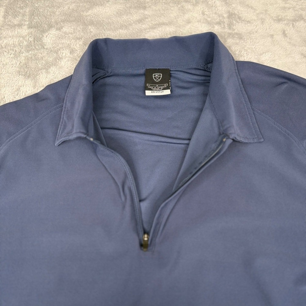 Nike Golf Golf Polo Dri-FIT UV Blue 1/4 Zip Short Sleeve Shirt Men's Large - Picture 3 of 12